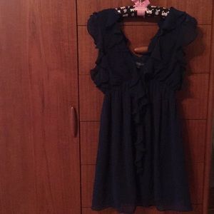 Navy blue ruffle mini dress